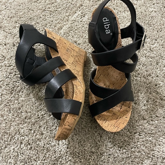 Diba black cork wedge shoes sz 6 1/2 - Picture 3 of 5